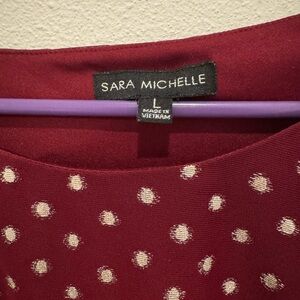 Burgundy Gold Polka Dot Sheer Sleeve Blouse